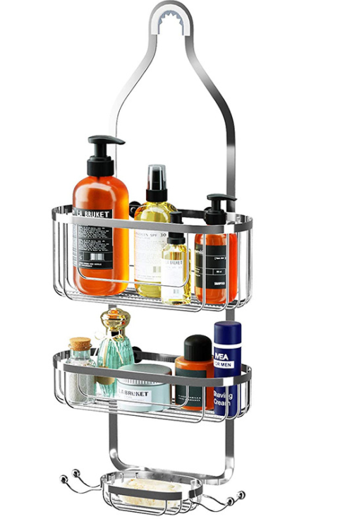 Black Slive Chrome Bathroom Shower Caddy Storage Organizer.