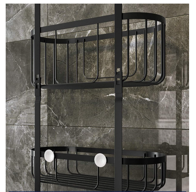 Black Slive Chrome Bathroom Shower Caddy Storage Organizer.