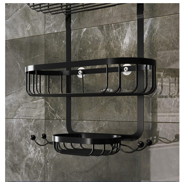 Black Slive Chrome Bathroom Shower Caddy Storage Organizer.