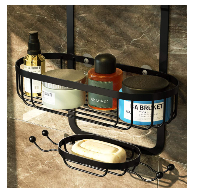 Black Slive Chrome Bathroom Shower Caddy Storage Organizer.