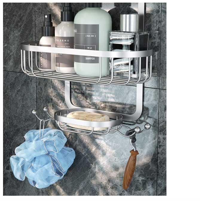 Black Slive Chrome Bathroom Shower Caddy Storage Organizer.