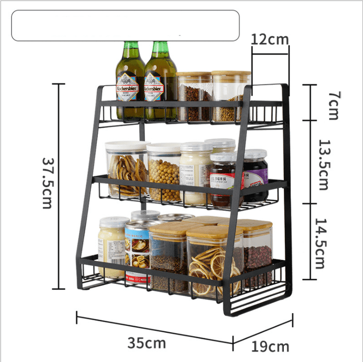 3 Tier Freestanding Bottle Sauces Kitchen Metal Storage Rack Organizer.