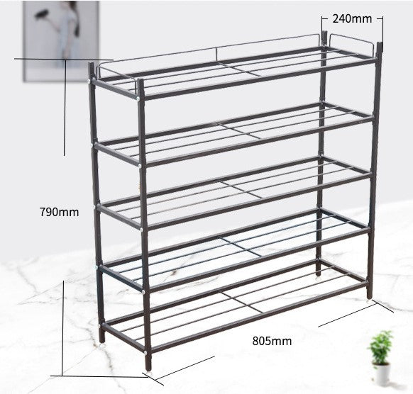 Black Metal 5 Tier Shoes Rack.