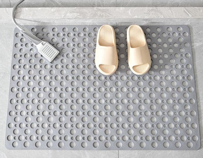 Grey PVC Rubber Shower Rug Non-Slip Bathroom Shower Mat.