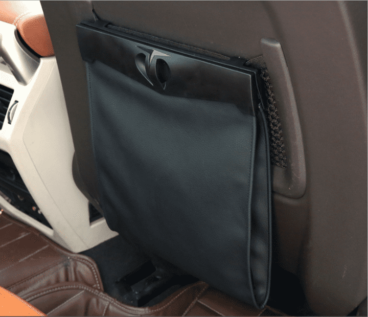 Car Vehicle Black PU Leather LED Light Seat Back Storage Bag Bin.