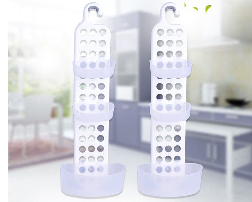 White Plastic Adjustable Bathroom Storage Caddy.