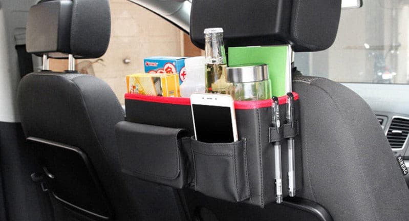 PU Leather Car Seat Back Storage Box.