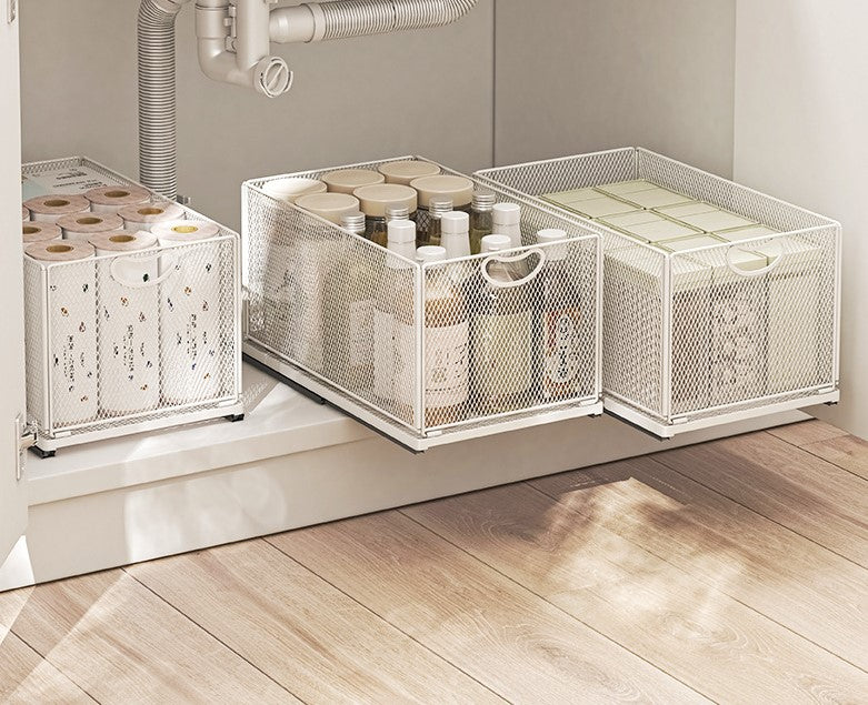 White Steel Sliding Storage Tray