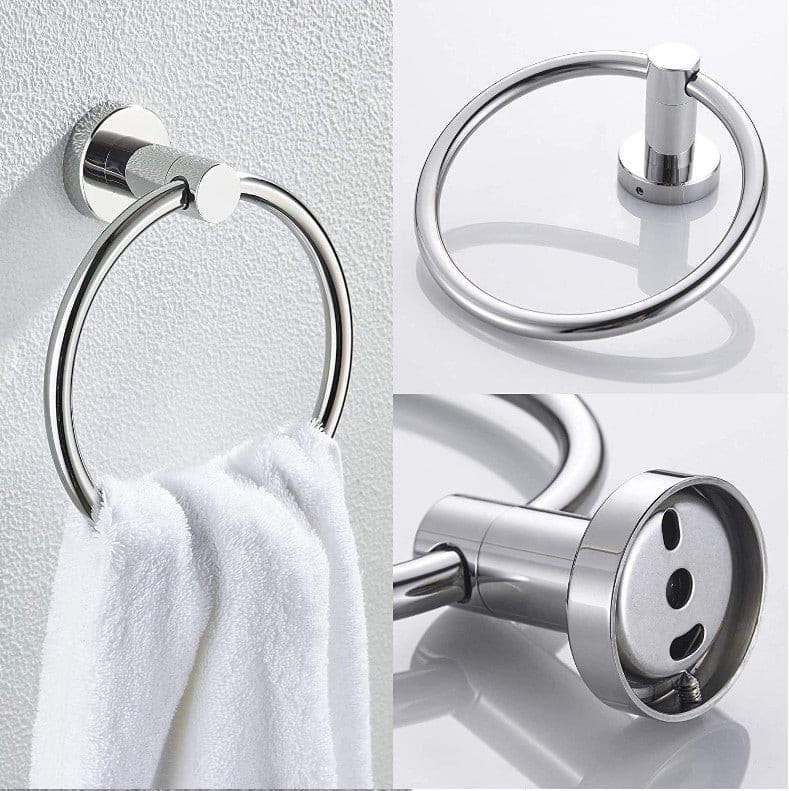 Slive Black Wall mount Bathroom Chrome Towel Ring.
