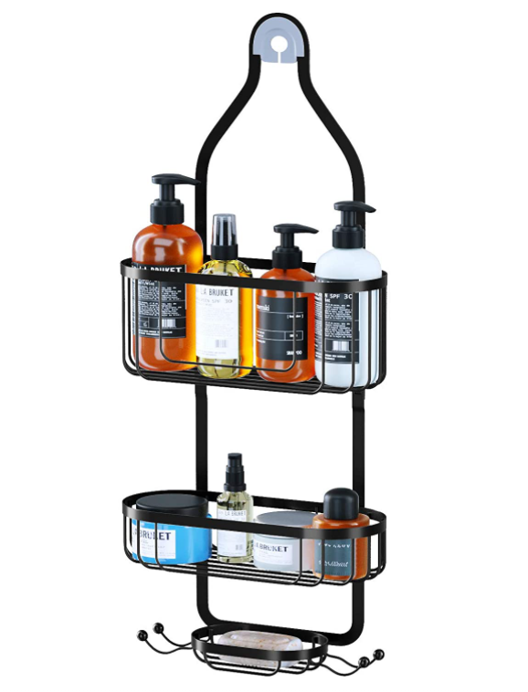 Black Slive Chrome Bathroom Shower Caddy Storage Organizer.