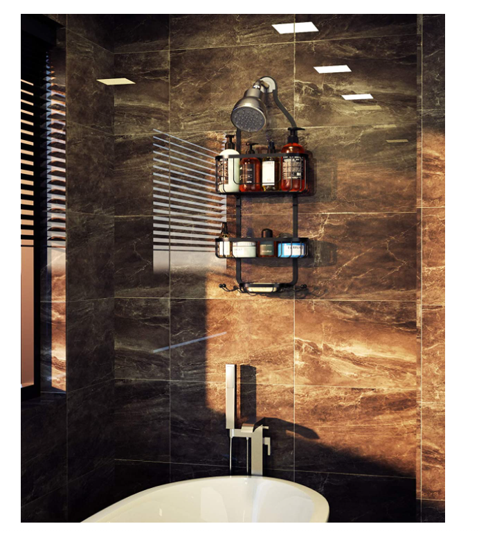 Black Slive Chrome Bathroom Shower Caddy Storage Organizer.