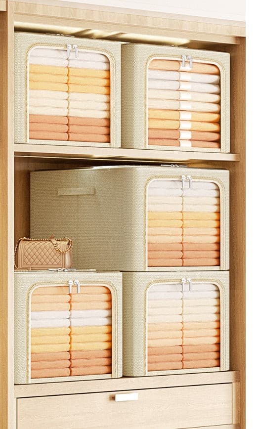 Beige Wardrobe Slimline Folable Clothes Storgae Box.