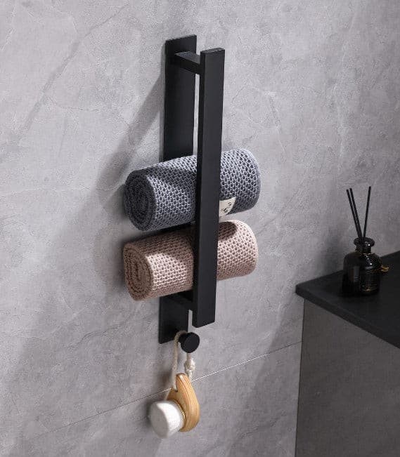 Sliver Black Stainless Steel Single Bar Stick Towel Rail.